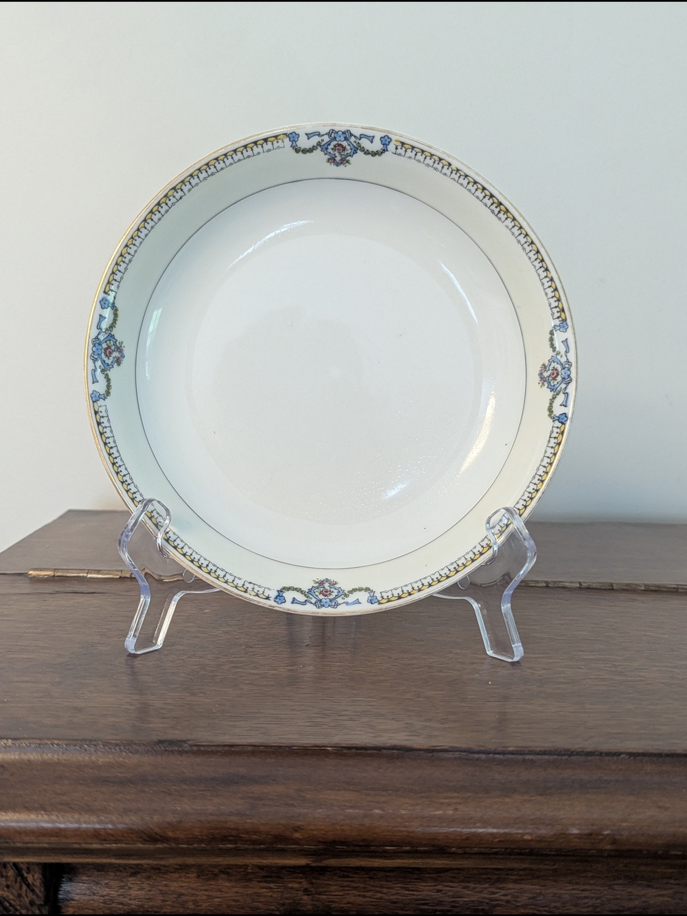 1918 Noritake Beaumont Porcelain Bowl Rimmed Soup 7" Gold Trim M Mark